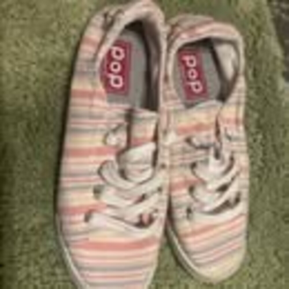 ED Ellen DeGeneres POP Pastel Striped Canvas Sneakers Women’s 9M - Multicolor /